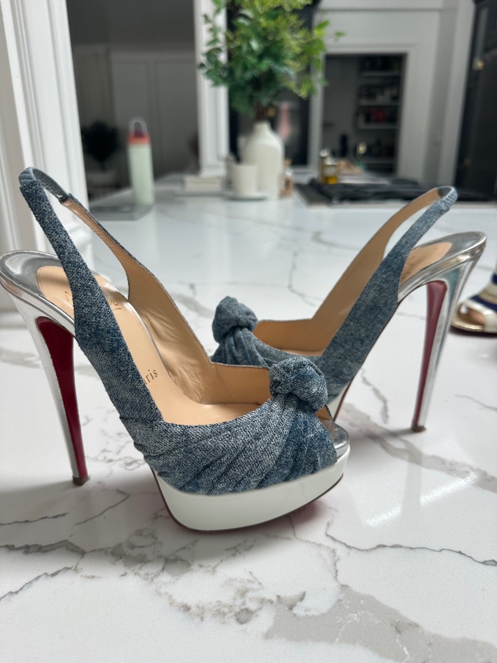 Christian Louboutin Platform Slingback Heels Sz 36.5